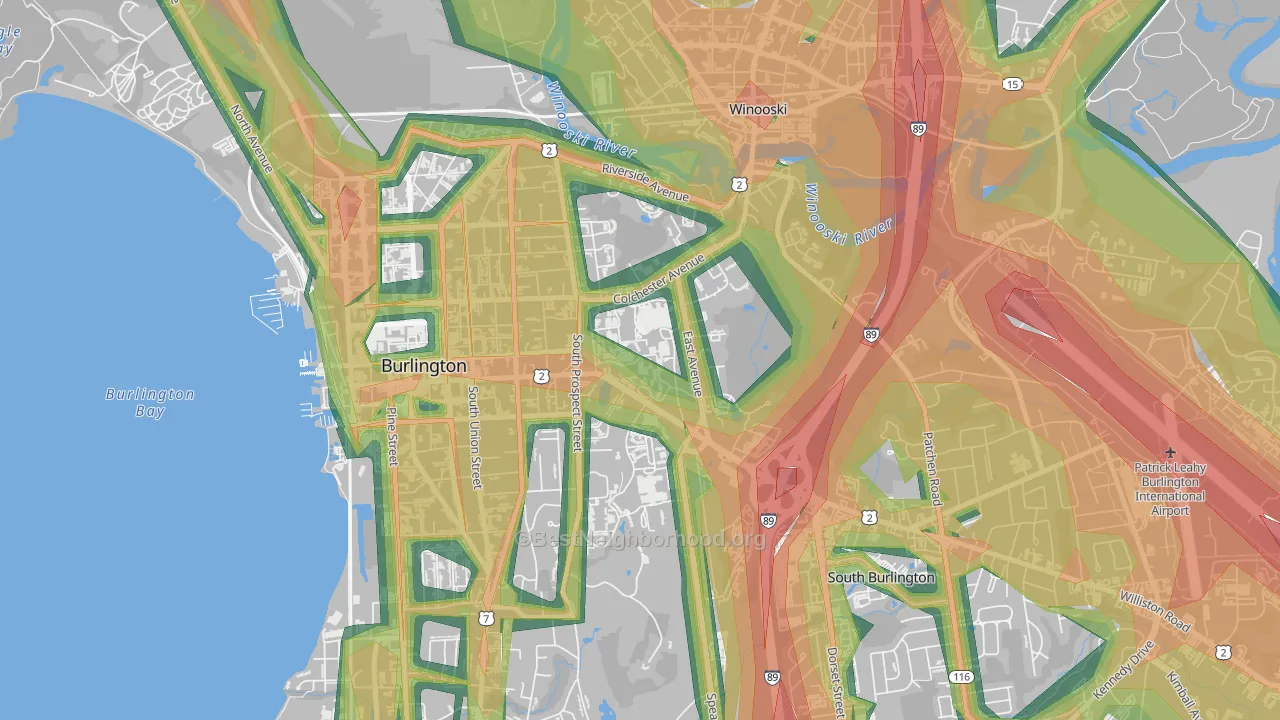 05405, VT Map of Noise Levels in 05405