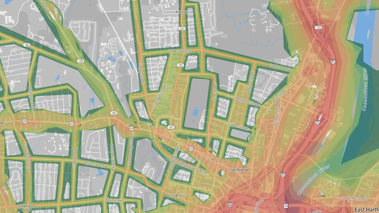 06112, CT Map of Noise Levels in 06112