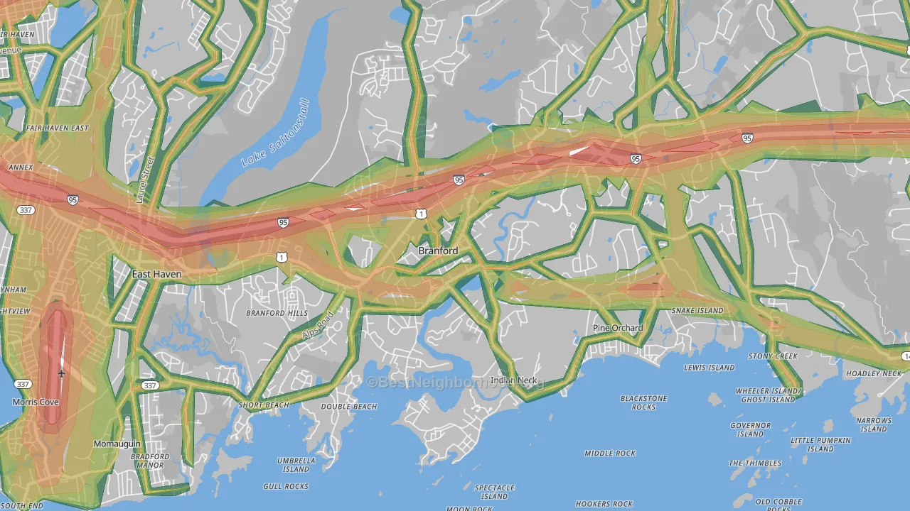 06405, CT Map of Noise Levels in 06405