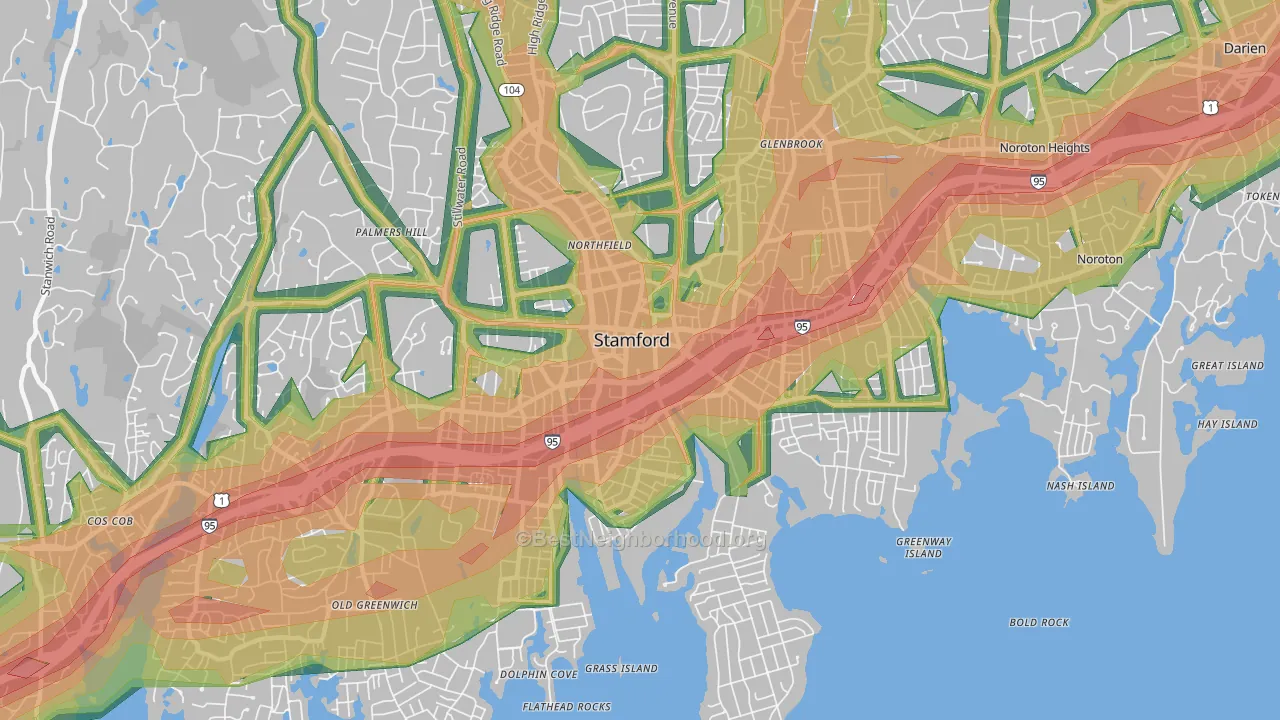 06902, CT Map of Noise Levels in 06902