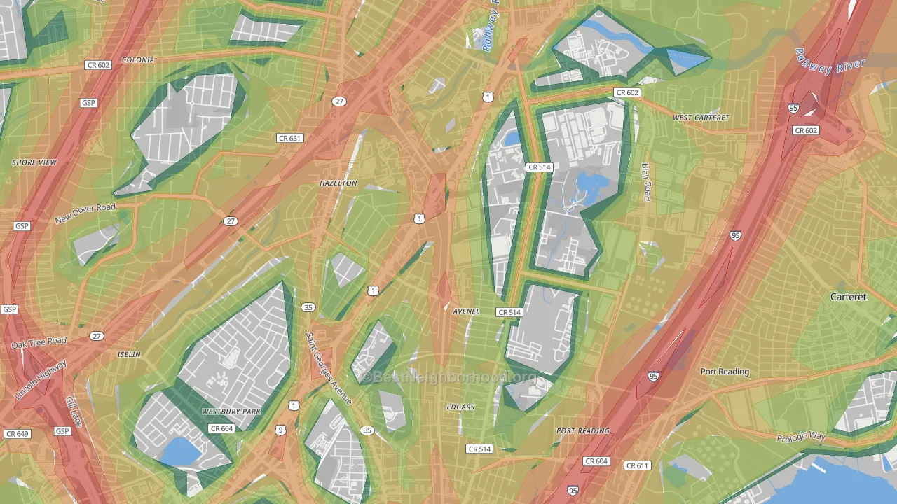 07001, NJ Map of Noise Levels in 07001