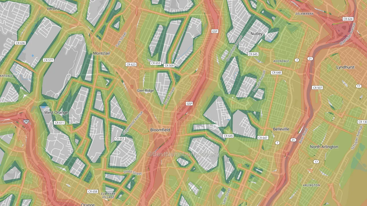 07003, NJ Map of Noise Levels in 07003
