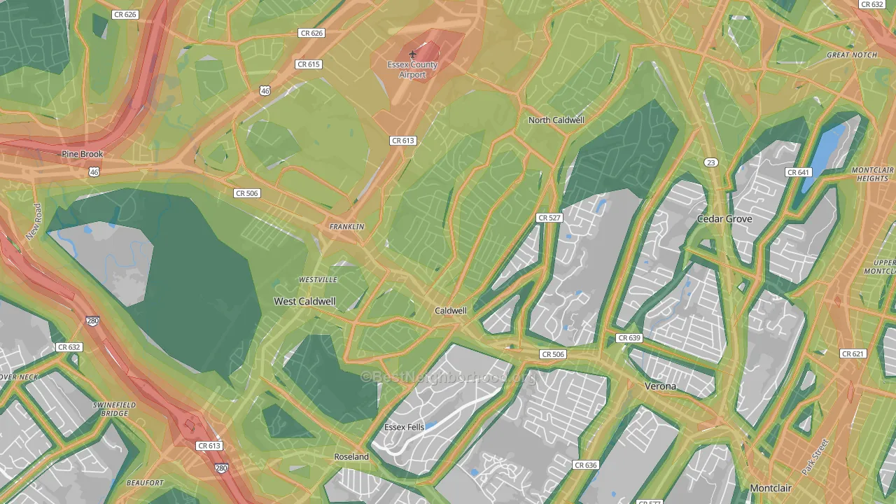 07006, NJ Map of Noise Levels in 07006
