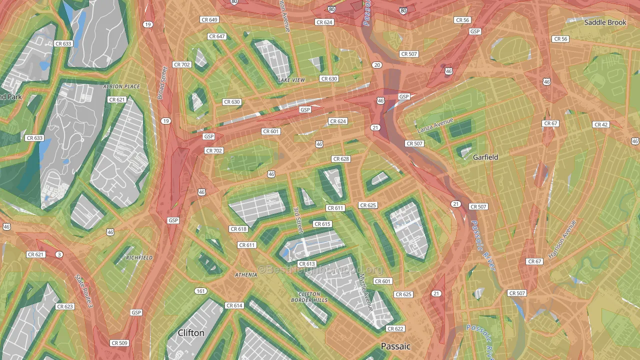 07011, NJ Map of Noise Levels in 07011