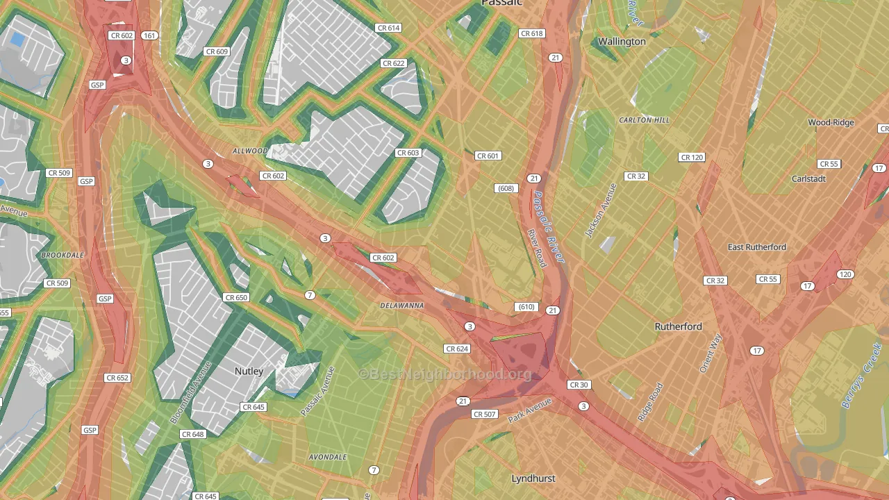 07014, NJ Map of Noise Levels in 07014