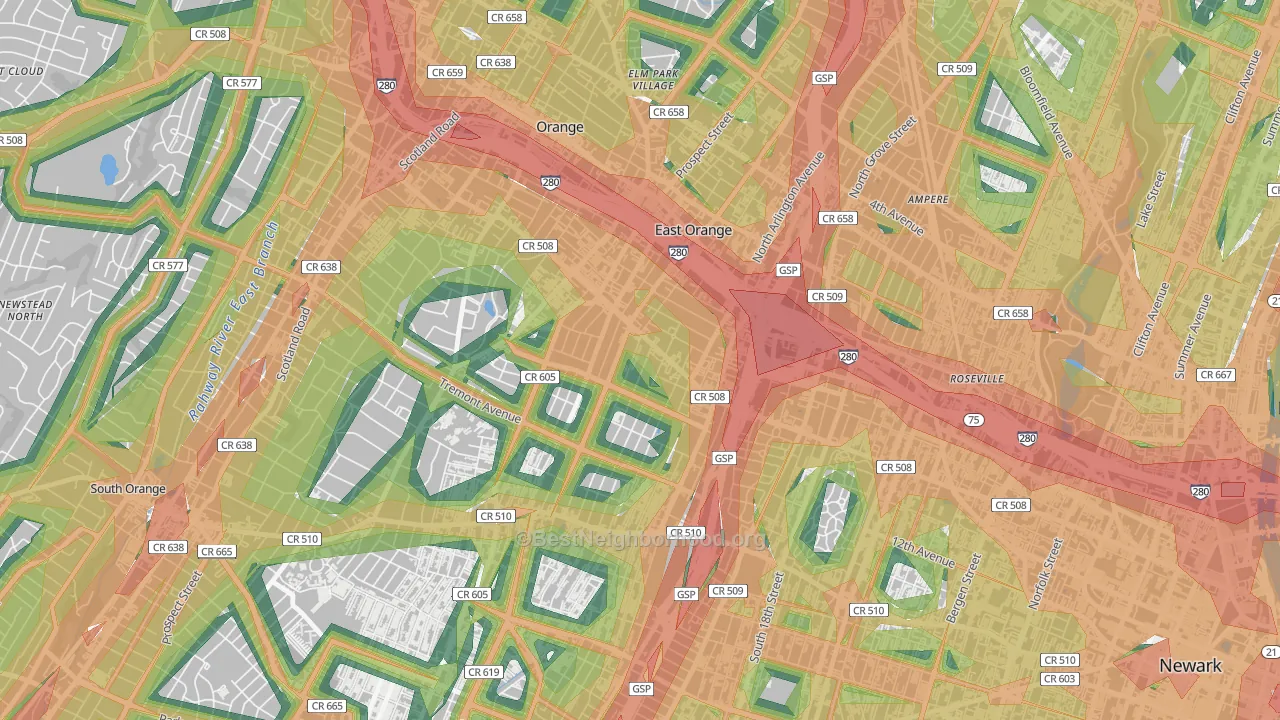 07018, NJ Map of Noise Levels in 07018