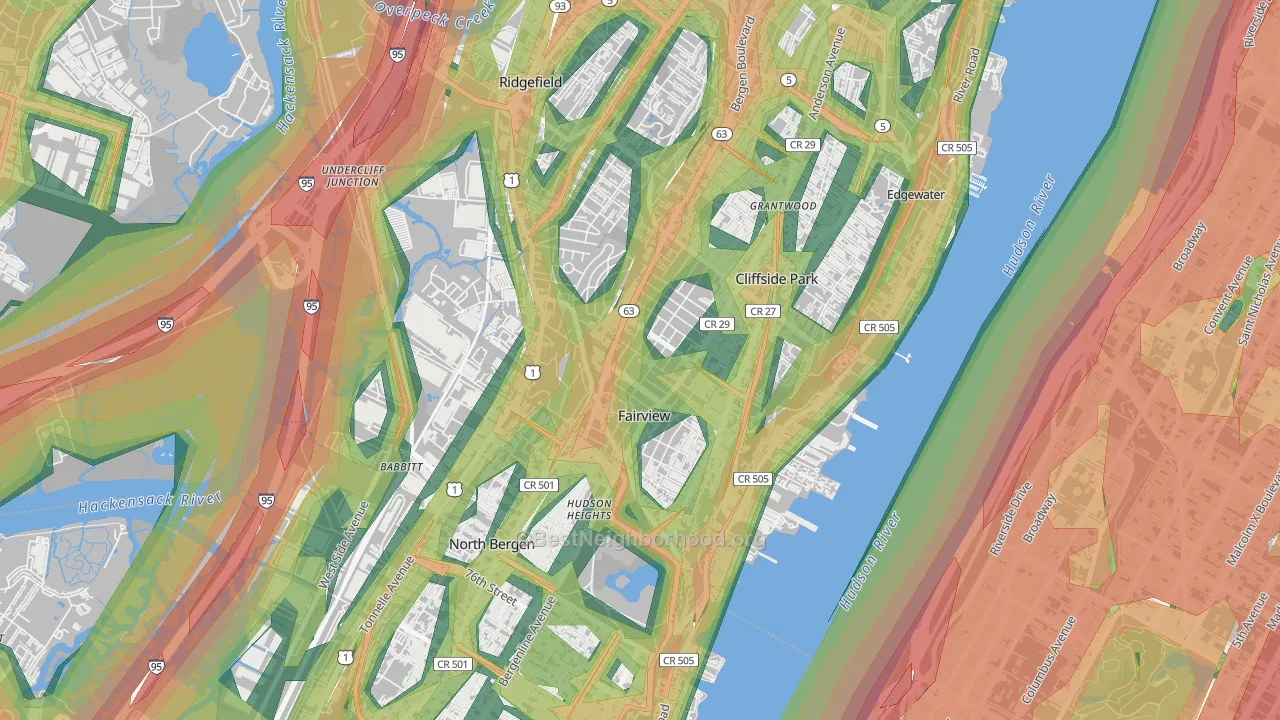 07022, NJ Map of Noise Levels in 07022
