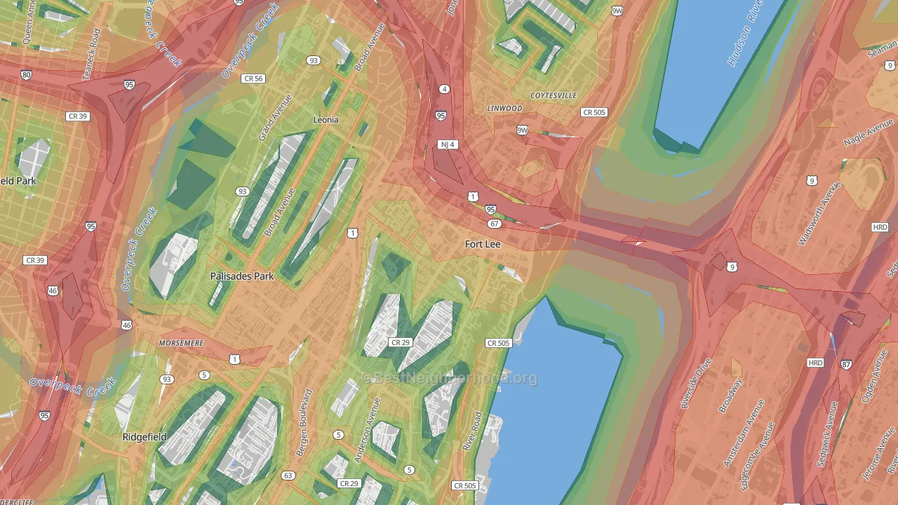 07024, NJ Map of Noise Levels in 07024