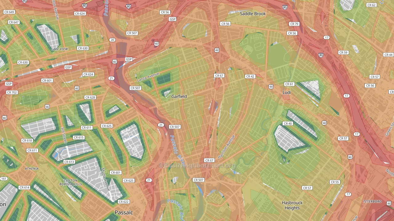 07026, NJ Map of Noise Levels in 07026