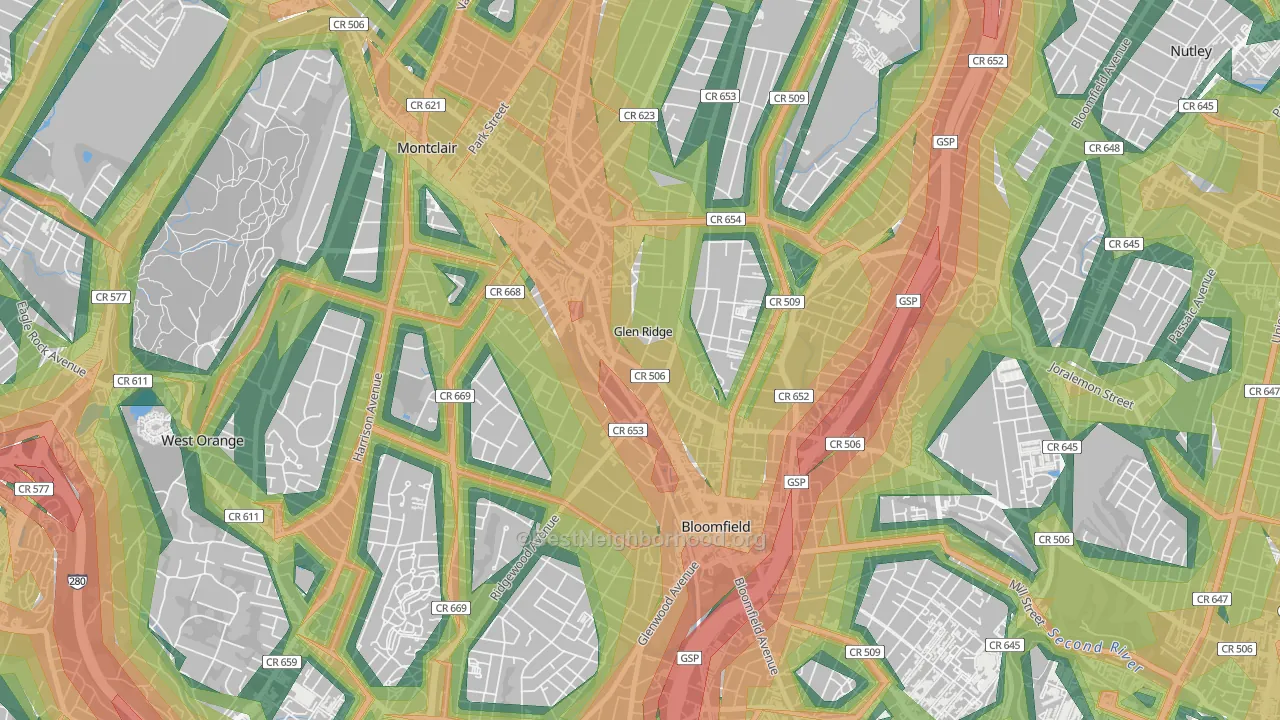 07028, NJ Map of Noise Levels in 07028