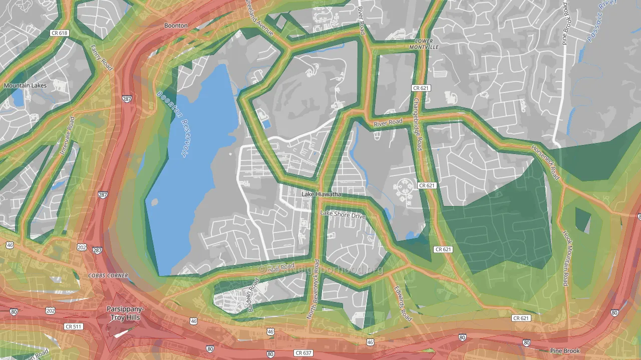 07034, NJ Map of Noise Levels in 07034
