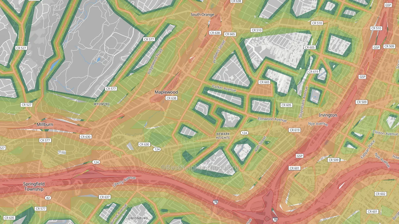 07040, NJ Map of Noise Levels in 07040