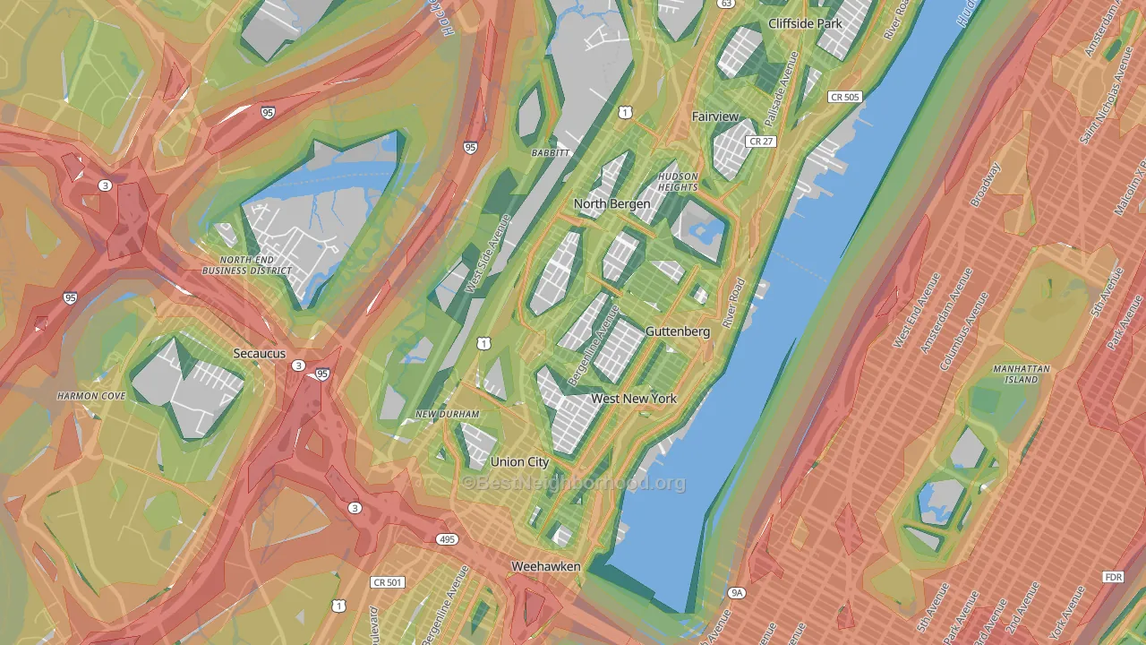 07047, NJ Map of Noise Levels in 07047