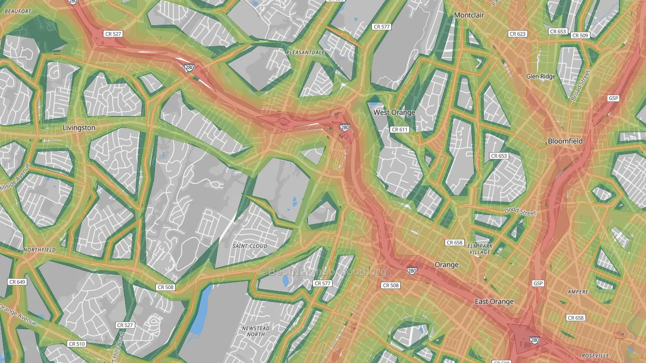 07052, NJ Map of Noise Levels in 07052