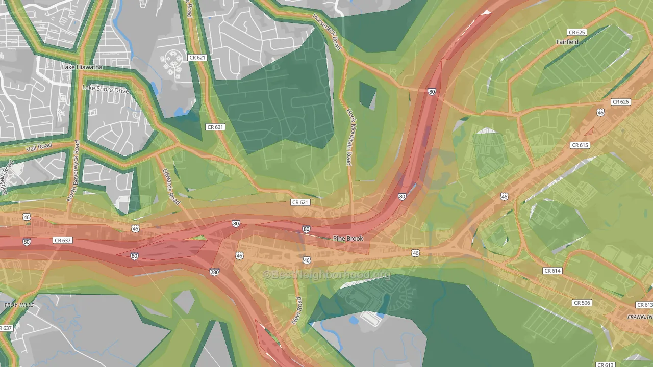 07058, NJ Map of Noise Levels in 07058