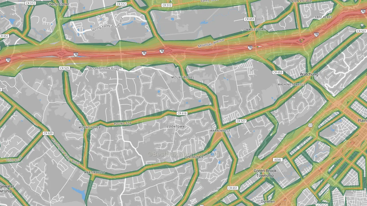 07059, NJ Map of Noise Levels in 07059