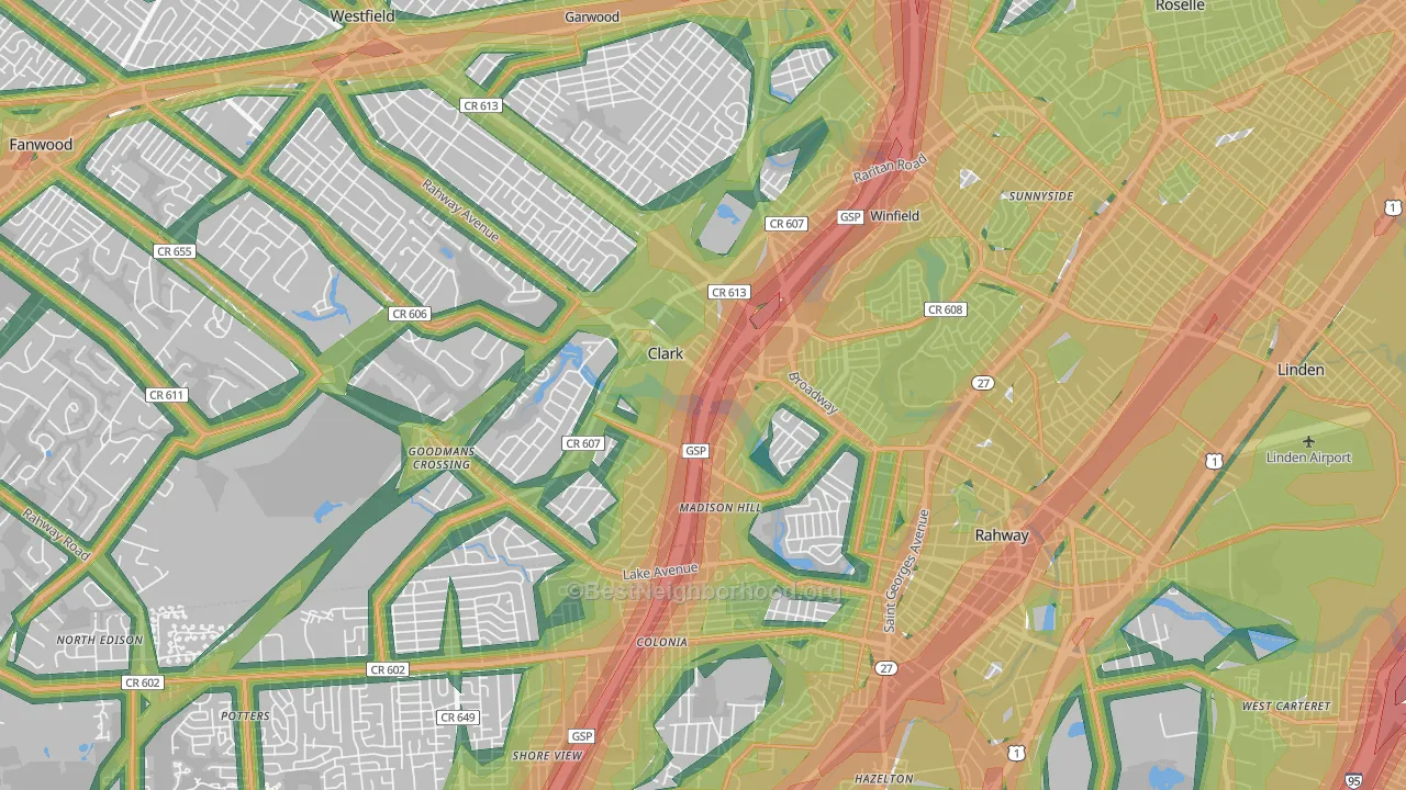 07066, NJ Map of Noise Levels in 07066