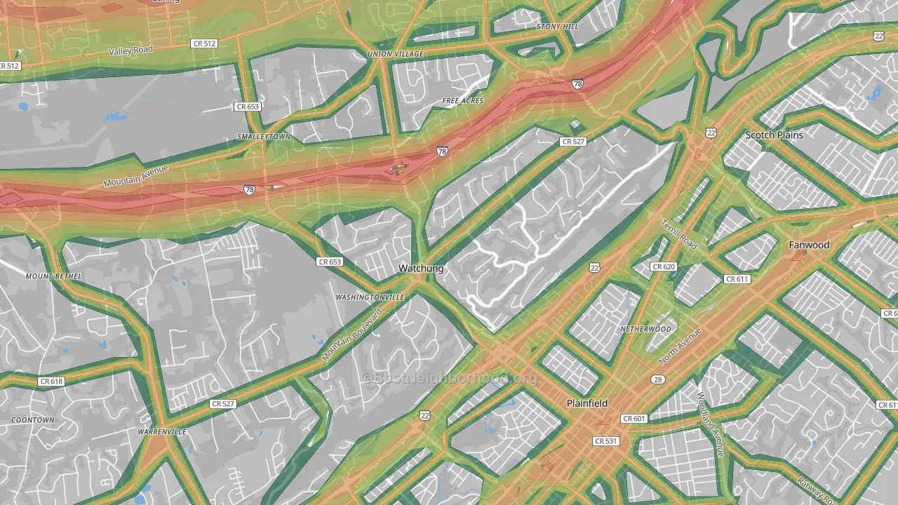 07069, NJ Map of Noise Levels in 07069