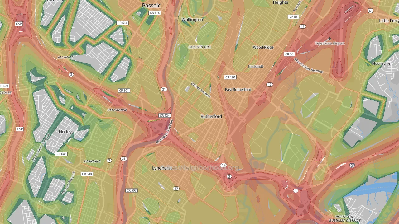 07070, NJ Map of Noise Levels in 07070