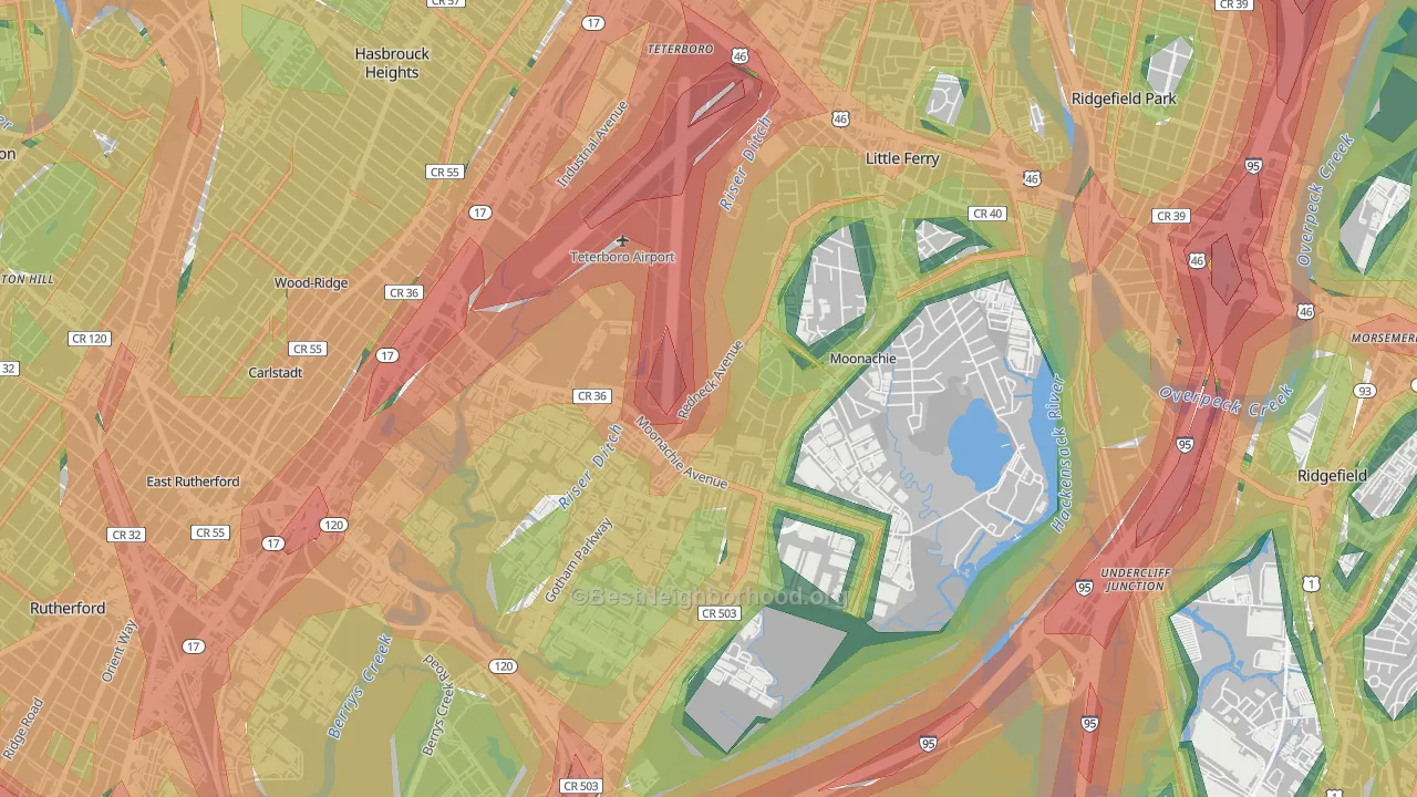 07074, NJ Map of Noise Levels in 07074