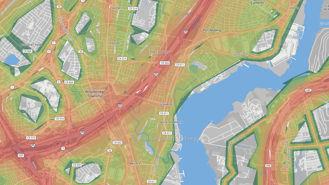07077, NJ Map of Noise Levels in 07077