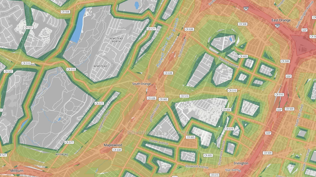 07079, NJ Map of Noise Levels in 07079