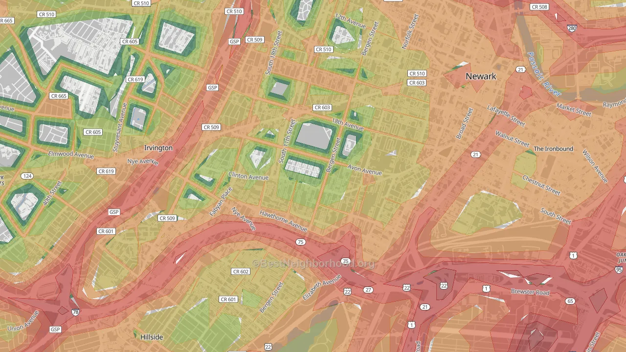 07108, NJ Map of Noise Levels in 07108