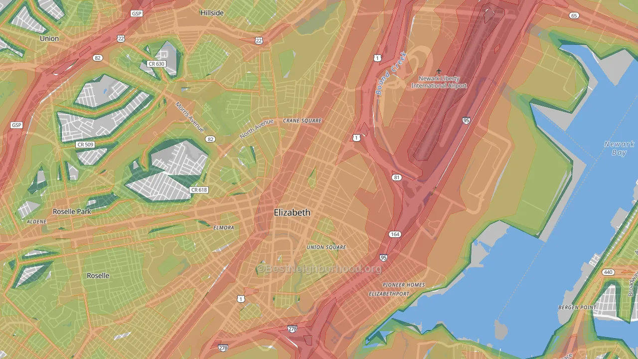 07201, NJ Map of Noise Levels in 07201