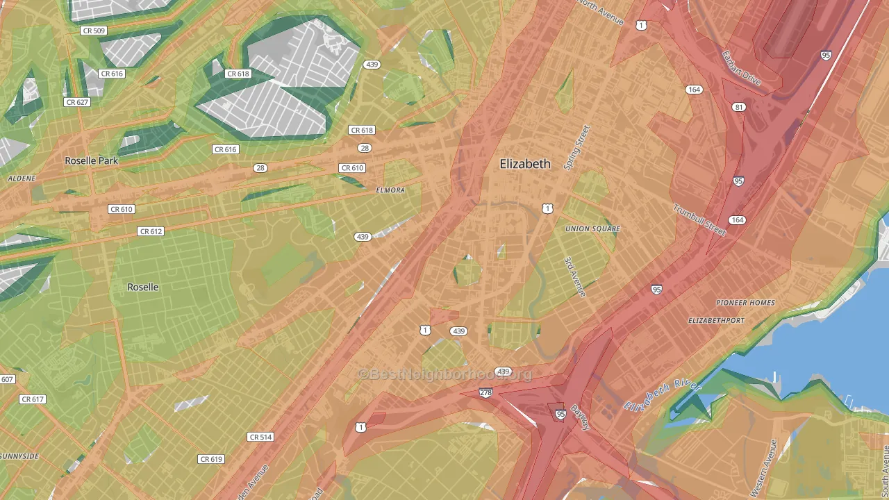 07202, NJ Map of Noise Levels in 07202