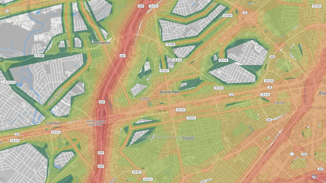07204, NJ Map of Noise Levels in 07204