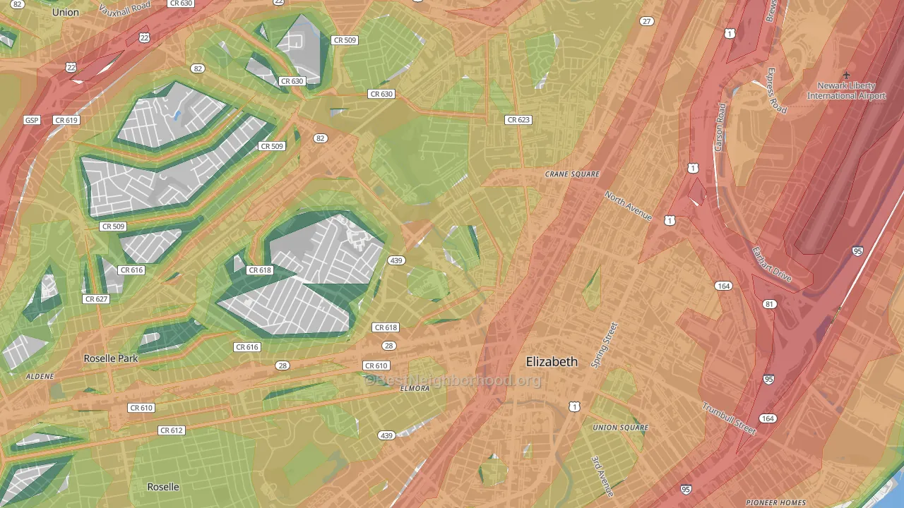 07208, NJ Map of Noise Levels in 07208