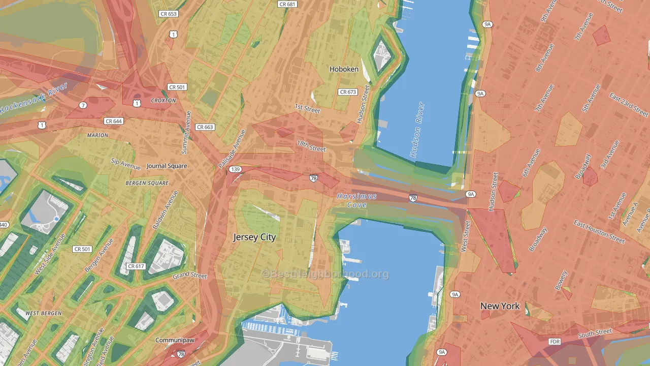 07310, NJ Map of Noise Levels in 07310
