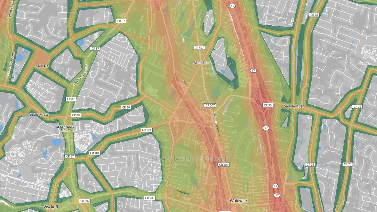 07401, NJ Map of Noise Levels in 07401