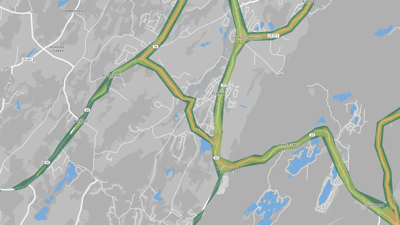 07416, NJ Map of Noise Levels in 07416