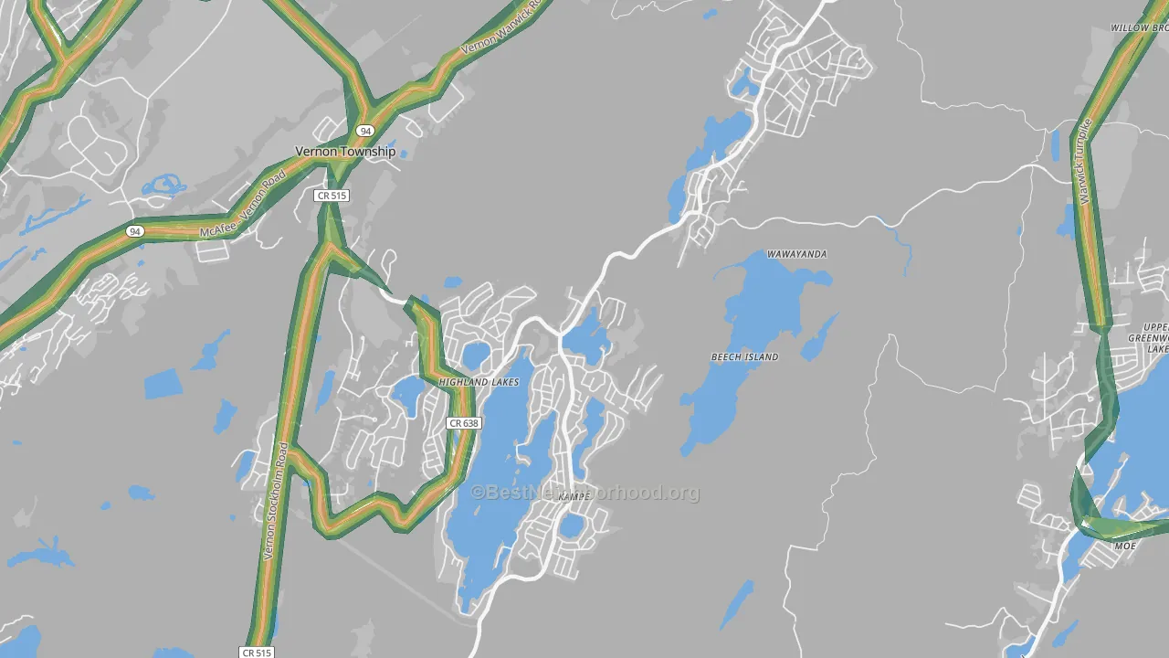 07422, NJ Map of Noise Levels in 07422