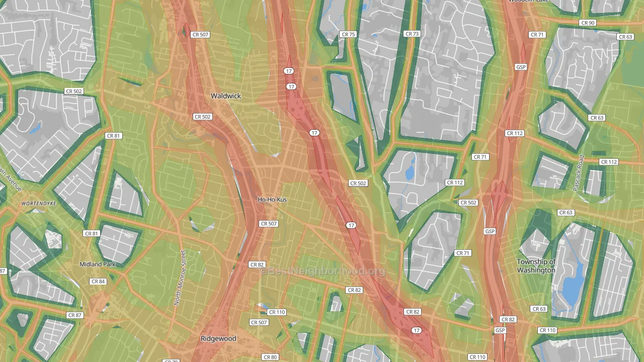 07423, NJ Map of Noise Levels in 07423