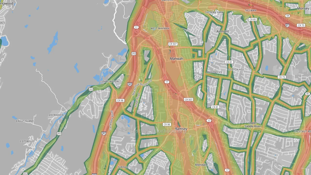 07430, NJ Map of Noise Levels in 07430