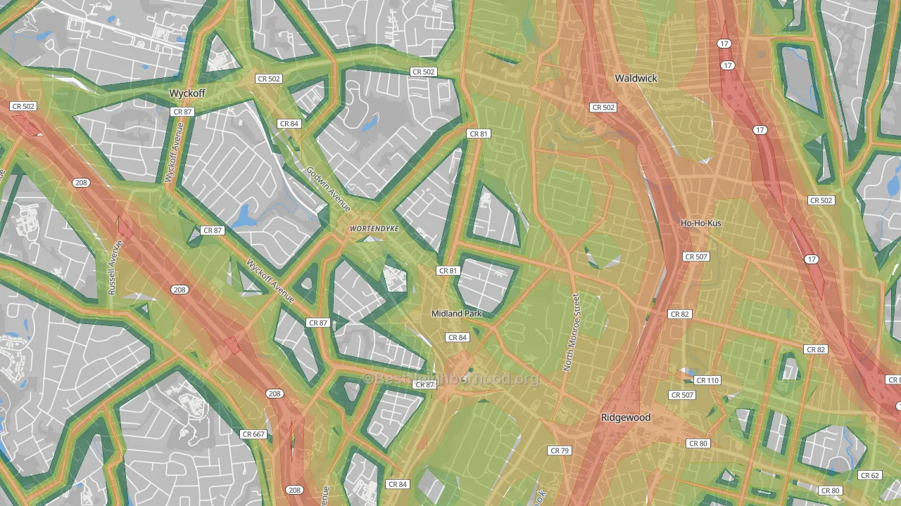 07432, NJ Map of Noise Levels in 07432