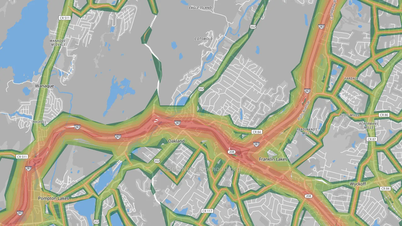 07436, NJ Map of Noise Levels in 07436