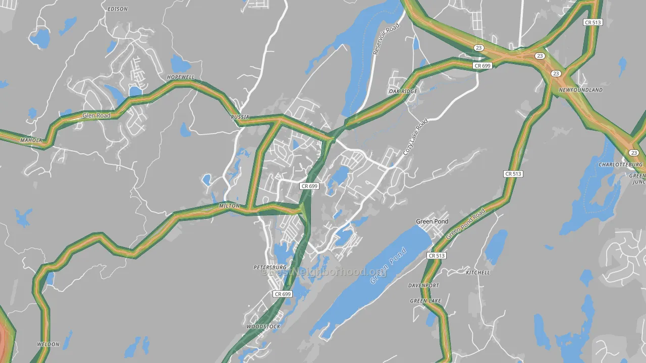 07438, NJ Map of Noise Levels in 07438