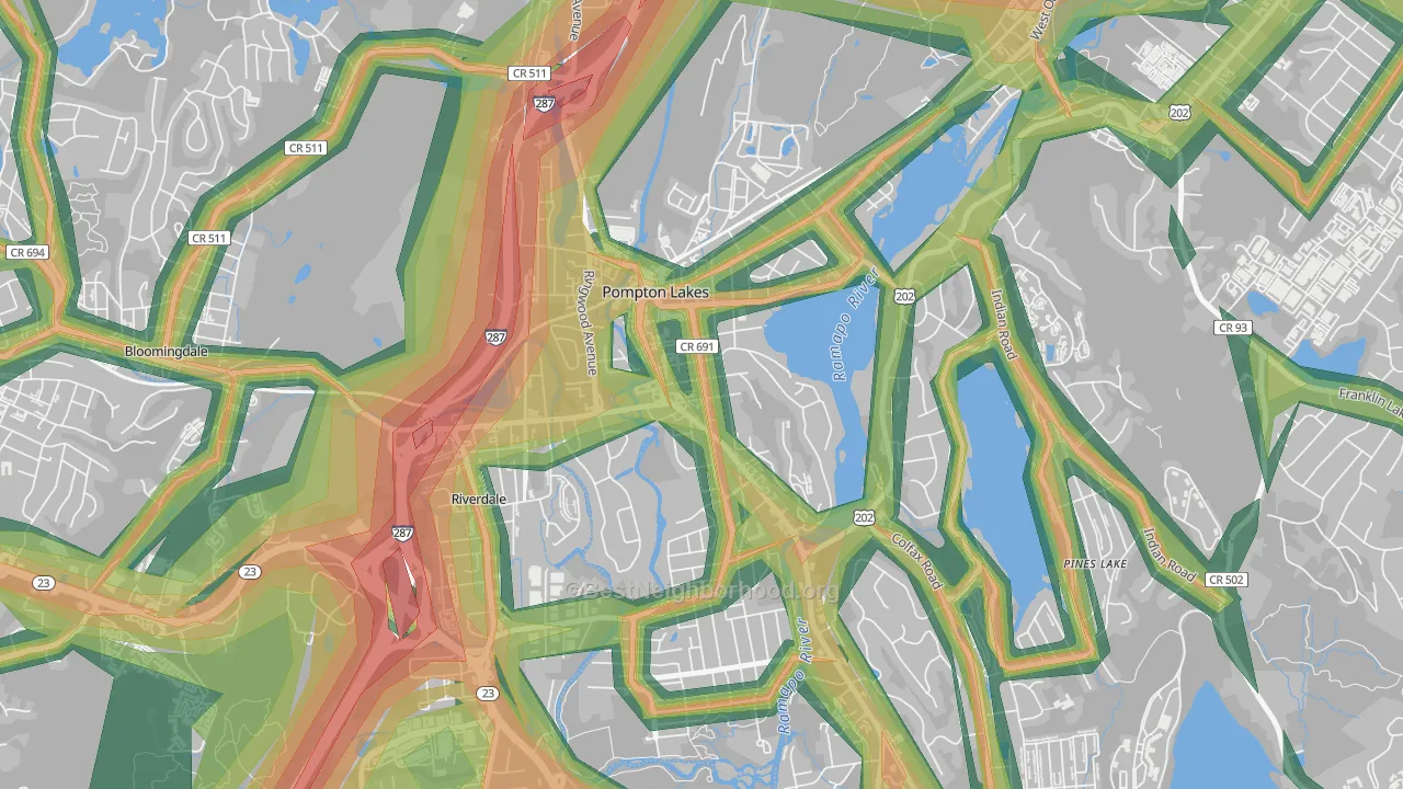 07442, NJ Map of Noise Levels in 07442