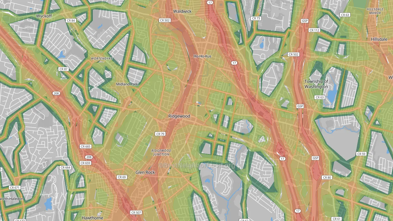 07450, NJ Map of Noise Levels in 07450