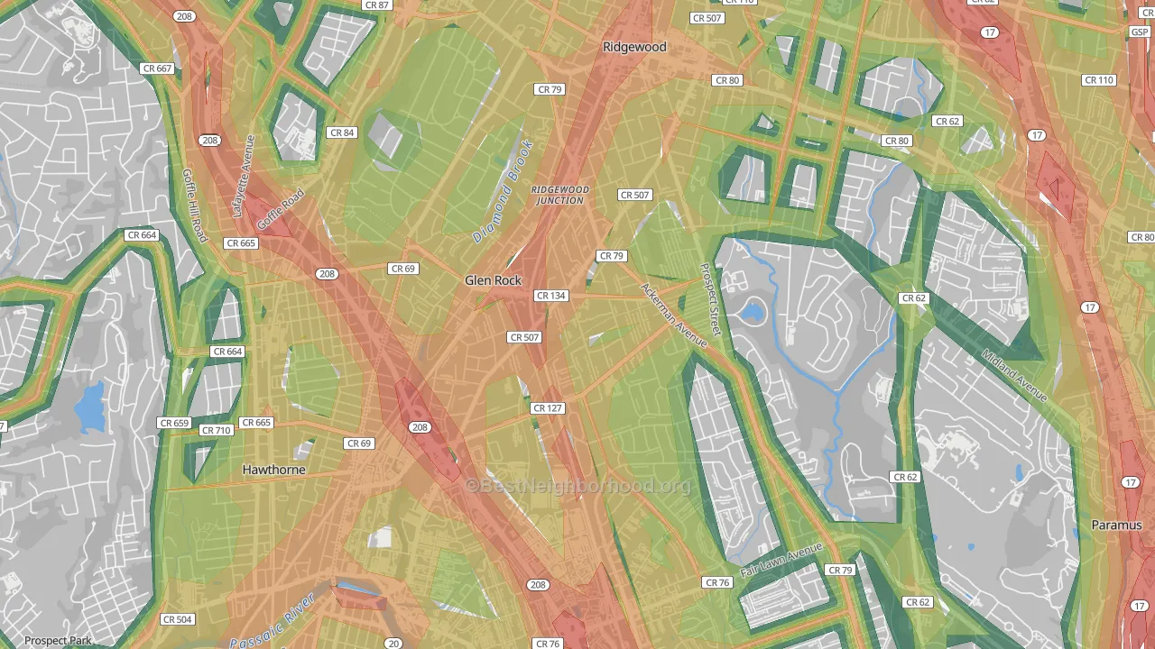 07452, NJ Map of Noise Levels in 07452