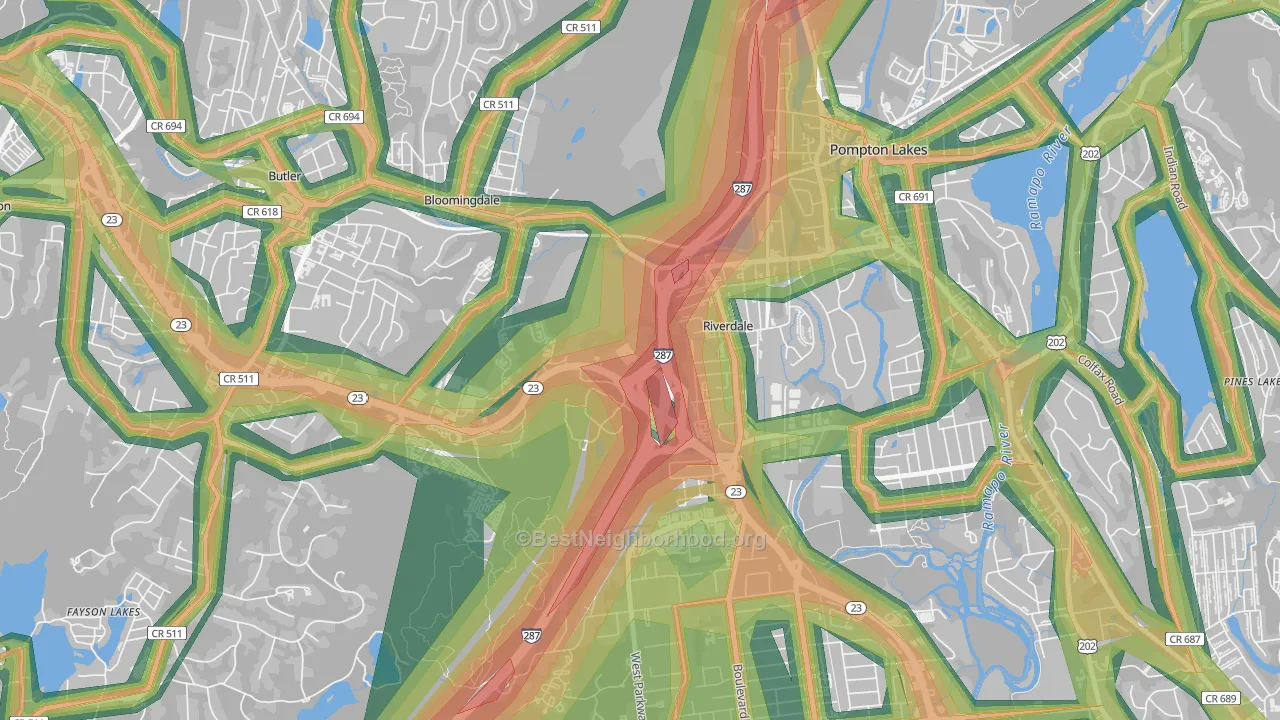 07457, NJ Map of Noise Levels in 07457