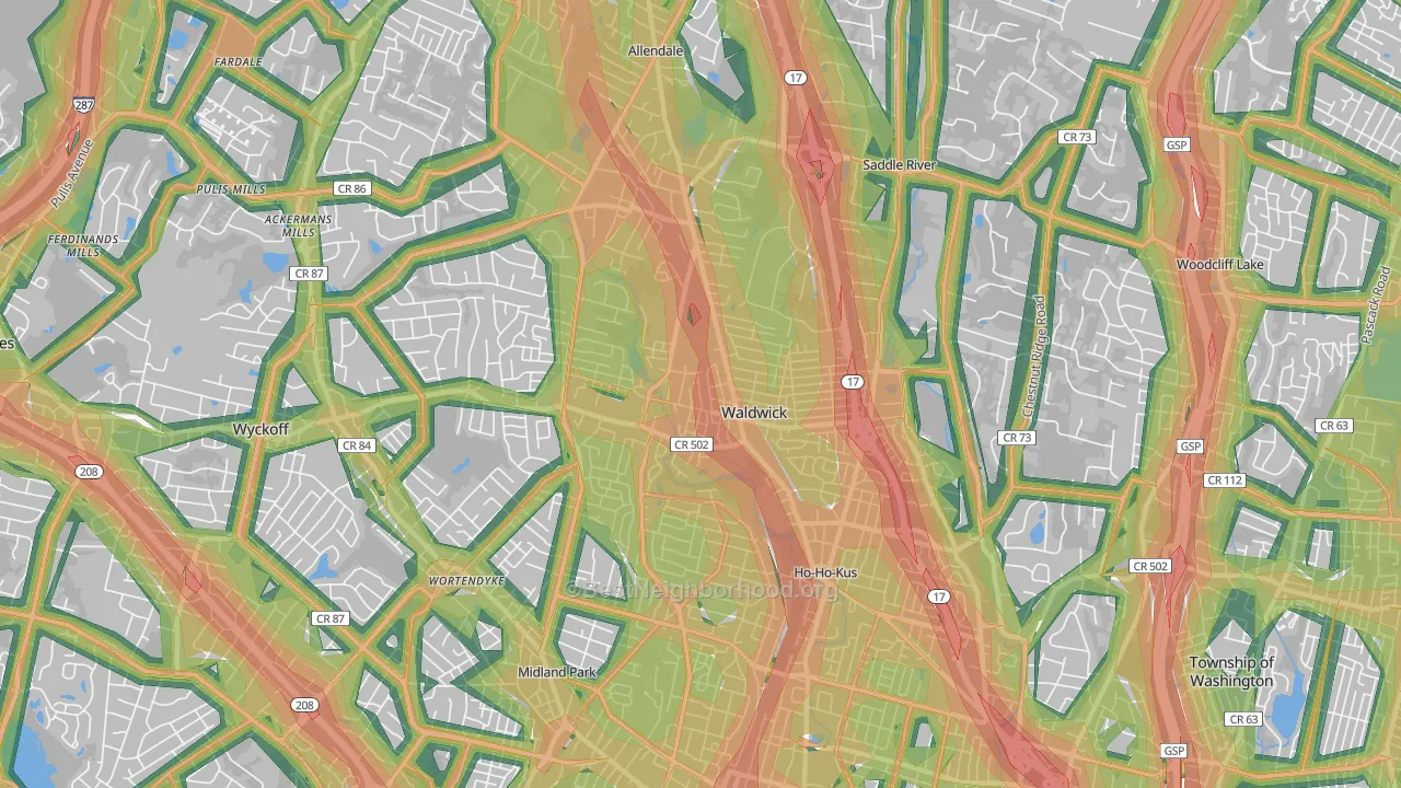 07463, NJ Map of Noise Levels in 07463