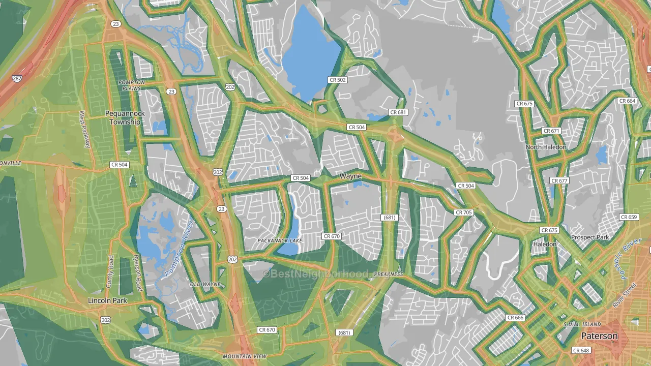 07470, NJ Map of Noise Levels in 07470