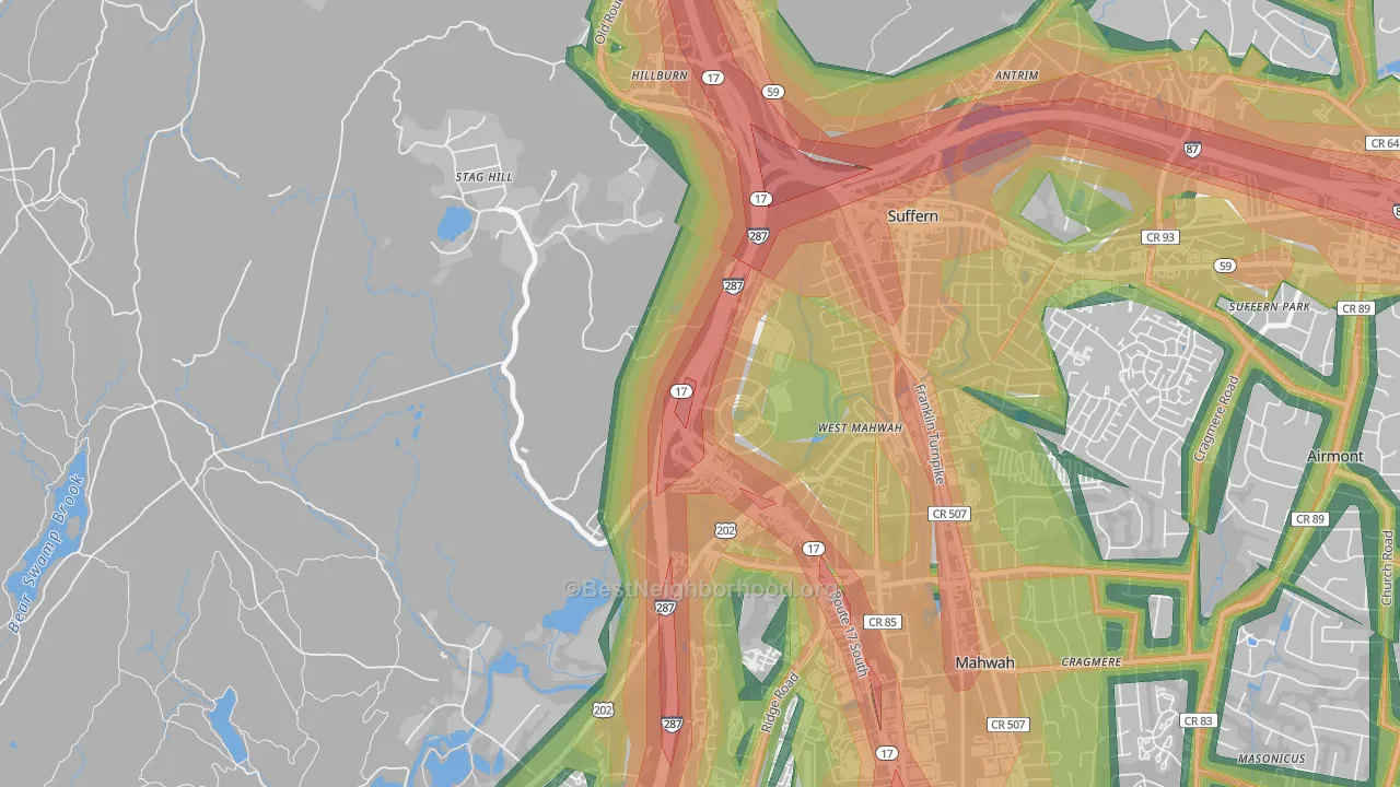 07495, NJ Map of Noise Levels in 07495