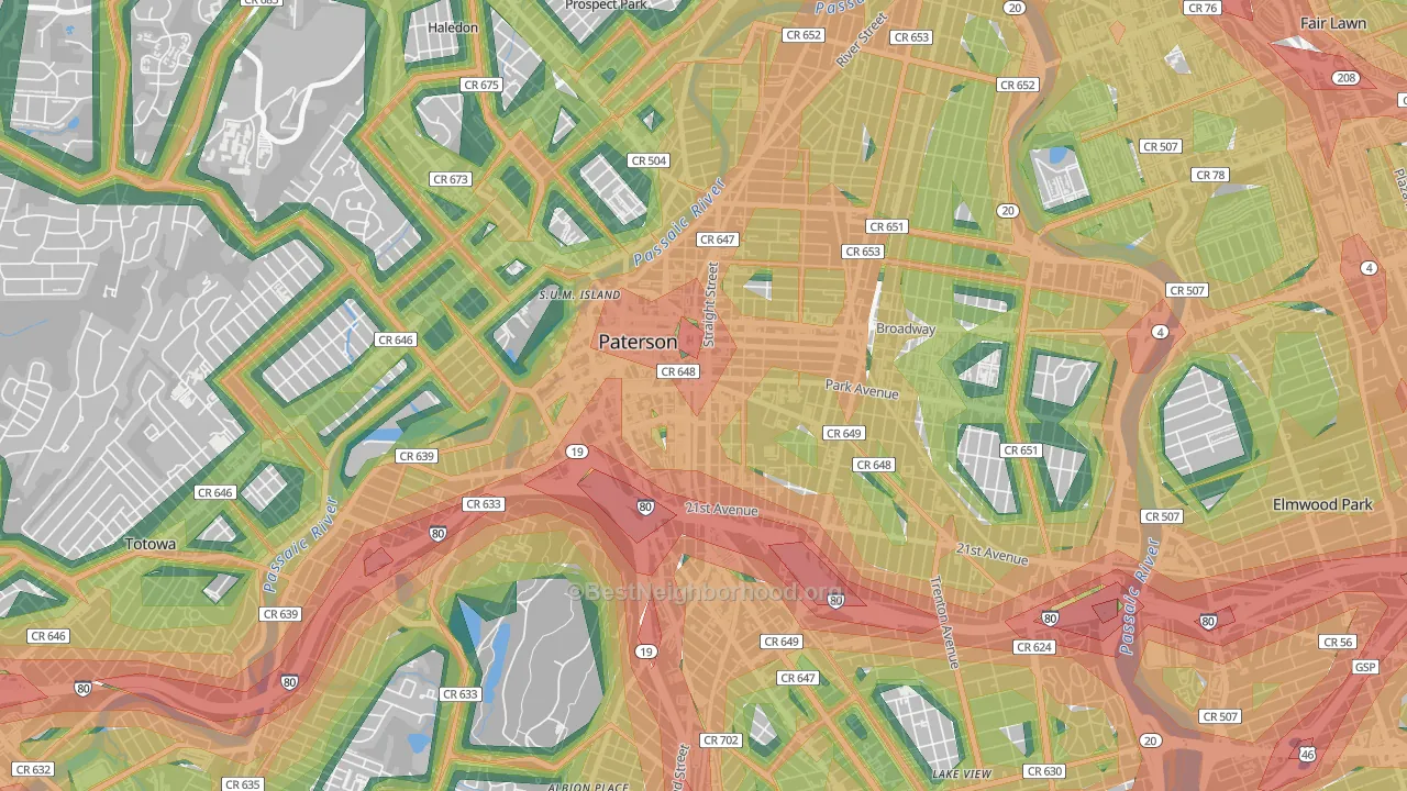 07501, NJ Map of Noise Levels in 07501