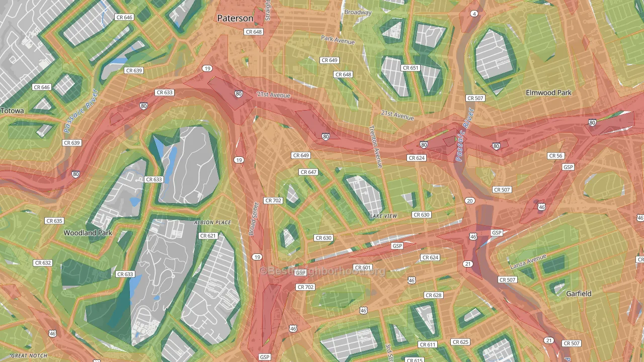 07503, NJ Map of Noise Levels in 07503