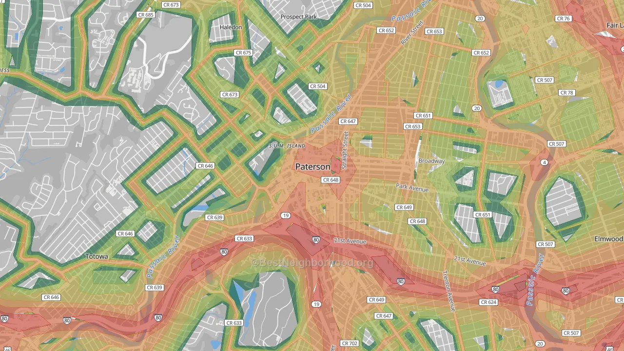 07505, NJ Map of Noise Levels in 07505